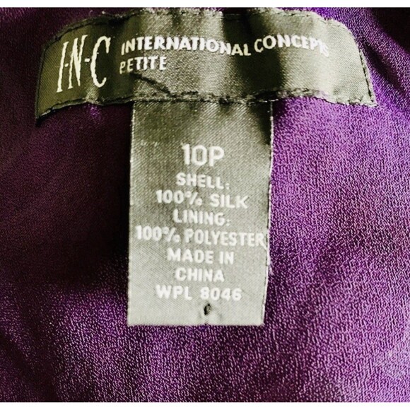 INC International Concepts Paisley Silk Blend Beaded Halter Top Women 10 Petite - Picture 7 of 7